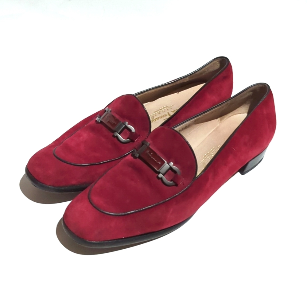 Salvatore Ferragamo red suede driving loafers - Picture 1 of 10